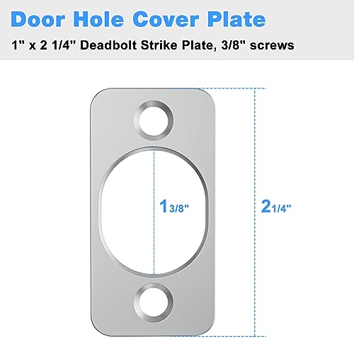 Deadbolt Strike Plate,1 x 2-1/4" Deadbolt Cover Plate,Door Hole Cover Plate,Door Strike Plate,with 6 Screws 1-3/8" (Satin Nickel) - 3 Pack