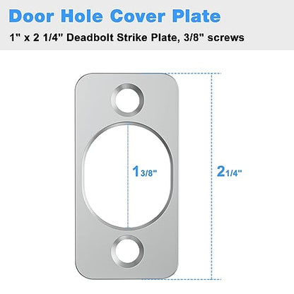 Deadbolt Strike Plate,1 x 2-1/4" Deadbolt Cover Plate,Door Hole Cover Plate,Door Strike Plate,with 6 Screws 1-3/8" (Satin Nickel) - 3 Pack