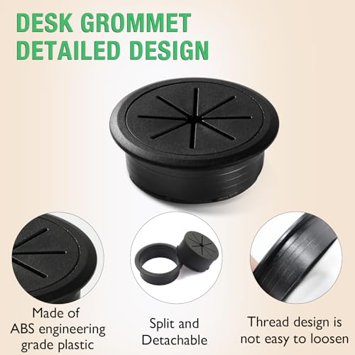 EASYEAH 2 Pcs Desk Grommet 2" / 50 mm, Desk Hole Cover for Cables, Cable Grommet ABS Plastic, Desk Hole Grommet for Home & Office Pc, Detachable Cable Cord Organizer, Grey - size: 2" / 50 mm, style: 2pcs Grey