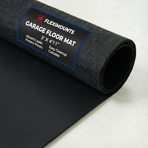 FLEXIMOUNTS 5x3 Ft Extra Large Garage Floor Mat - Waterproof Oil Absorbent Surface, Stay-in-Place Garage Flooring Roll for Under Car - size: 3' x 4'11"