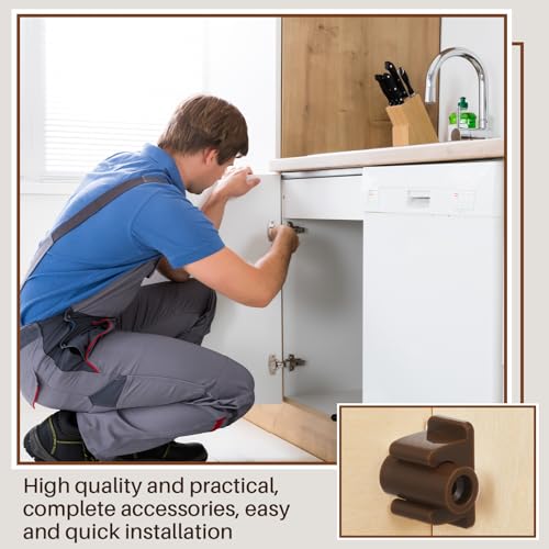 Juexica False Cabinet Front Clip False Drawer Front Clips Sink Tip Out Snap with Screws Screwdrivers for Hardware Replacements(Dark Brown,4 Pairs) - color: Dark Brown