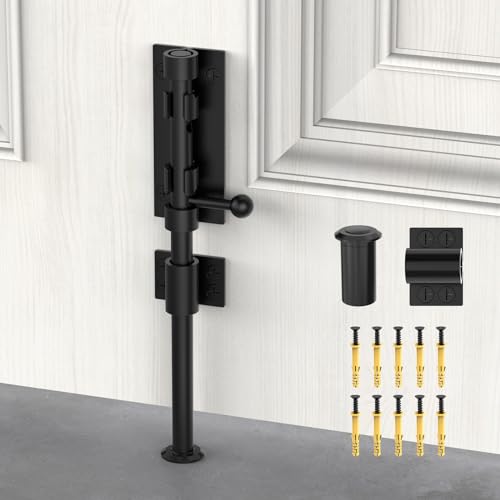 Barrel Bolt Latch, Sliding Bolt Gate Lock Door Latches Hardware, 9.6 Inch Heavy Duty Solid 304 Stainless Stee Door Lock for Fence/Wooden/Barn Door/Yard Door/Interior Door Latch (10inch Black-1 Pack) - color: 10inch Black-1 Pack