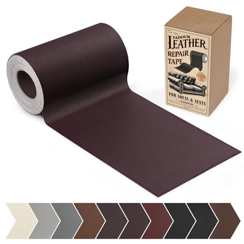 Fadoub Leather Repair Patch, 4 x 63In Self Adhesive Leather Repair Tape for Furniture, Vinyl Repair Tape for Repairing Vinyl, Couch, Sofa, Car Seats, Car Interior (Coffee Brown) - color: Coffee Brown, size: Litchi Grain 4 x 63 In