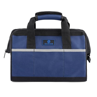 Tool Bag 13'', Wide Mouth Tool Organizer for Tool Storage, Heavy Duty and Water Proof, Blue & Black - size: 13 inch