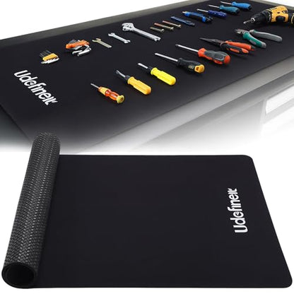 Workbench Mat 48"x24", 0.12"(3mm) Thick Tool Mat, Tear-Resistant & Scratch-Resistant Work Pad with Silicone Strip Anti-Slip Base, Large Worktable Protector Pad for Woodworking/Crafting/Tool Protection