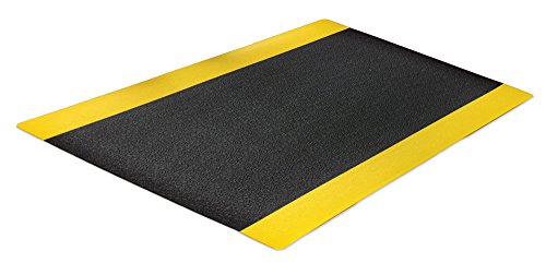 Portico Systems 18020306T Comfort Step 3/8" Anti-Fatigue Mat with Pebble Emboss, Black with Yellow Border, 2" x 3" - size: 2' x 3'