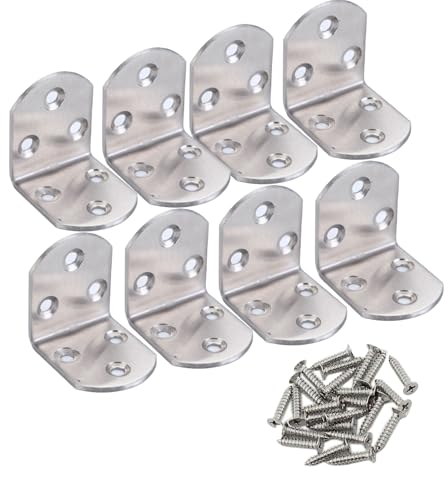 4 Pack Flat Mending Plate for Wood, Stainless Steel Straight Brackets Flat Repair Fixing Wood Brace Joining Plates Connector with Fixing Screws (8, L-Shaped Bracket 1.5*1.77*1.77in) - size: L-Shaped Bracket 1.5*1.77*1.77 in