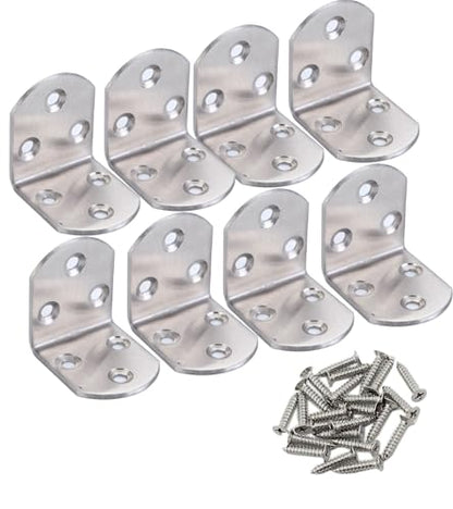 4 Pack Flat Mending Plate for Wood, Stainless Steel Straight Brackets Flat Repair Fixing Wood Brace Joining Plates Connector with Fixing Screws (8, L-Shaped Bracket 1.5*1.77*1.77in) - size: L-Shaped Bracket 1.5*1.77*1.77 in