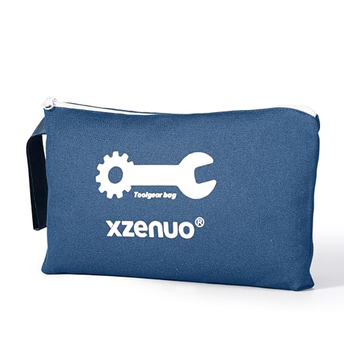 Small Tool Bag, 16oz 12 inch Tool Pouches with Zipper, Canvas Storage Bags for Travel Work Motorcycle Car Tools Pencils Men, Blue - color: Blue