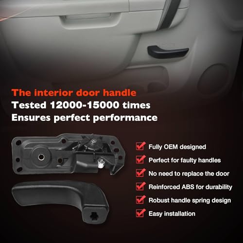 Interior Door Handle Front Left Drivers Side Compatible with 2007-2014 Chevy Silverado 1500/2500/3500 Tahoe Suburban Avalanche GMC Sierra Yukon Cadillac Escalade ESV/EXT,Replaces OEM# 20833606, 80374 - color: Driver Side