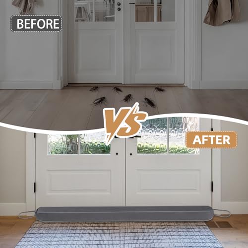 Door Draft Stopper for Bottom of Door and Window, Heavy Duty Guard Gap Snake Stripping, Cold Air Blocker, Warm Air Sealer, Door Noise Blocker with Hanging Loop, 42 inch, Grey - size: 42 Inch