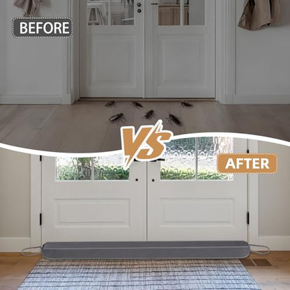 Door Draft Stopper for Bottom of Door and Window, Heavy Duty Guard Gap Snake Stripping, Cold Air Blocker, Warm Air Sealer, Door Noise Blocker with Hanging Loop, 42 inch, Grey - size: 42 Inch