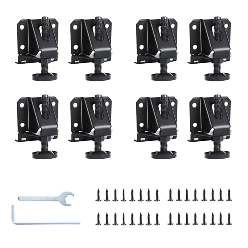 Heavy Duty Leveling Feet, 0.09" Thick Plate, 332lbs Capacity Each, 2" Height Adjustable Furniture Legs with Hex Key, for Workbench, Wardrobe on Uneven Floors, Industrial Grade (8 Pack Black)