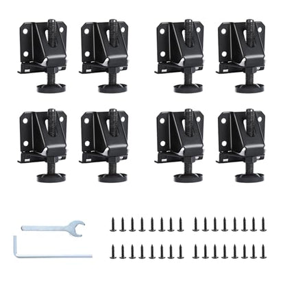 Heavy Duty Leveling Feet, 0.09" Thick Plate, 332lbs Capacity Each, 2" Height Adjustable Furniture Legs with Hex Key, for Workbench, Wardrobe on Uneven Floors, Industrial Grade (8 Pack Black)