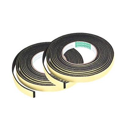 uxcell Sealing Foam Tape 15mm Wide 3mm Thick 4m/13ft Long, Self Adhesive Weather Strip for Window Door Insulation, Pack of 2 - size: 15mmx3mmx4m