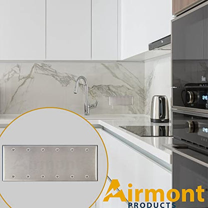 Stainless Steel Blank Wall Plates, 6 Gang Standard Size 4.50'' x 11.75'' Corrosion and Heat Resistant, Silver Metal, Cover Unused Electrical Sockets or Switch Holes - size: 6 Gang