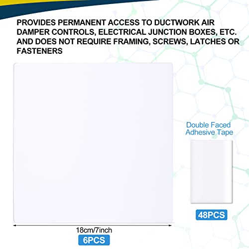 Sosation 6 Pcs Square Plastic Flat Blank Plate Wall Hole Cover Ceiling Cover Plate with 48 Pcs Double Faced Adhesive Tape for Ceilings or Wall(7 Inch) - size: 7 Inch