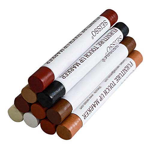 SEISSO Wood Filler Sticks, Furniture Wax Crayons for Scratches, 10 Pcs Wood Floor Repair Wax Filler Sticks, Touch Up Wax Sticks Repair Kit for Scratches, Holes, Floor, Laminate, Carpenters - color: 10 Colors Crayons