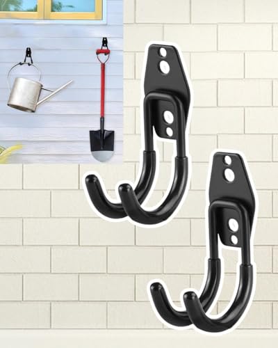 2PCS Wall Mounted Storage Hook is Used for Hanging Steel Heavy-Duty Transparent Hooks, Suitable for Hanging Bicycles, Ladders, Garden Tools, and Large Items in Bathrooms and Kitchens DJA599-01 - color: Blcak 1, size: 2 Pieces