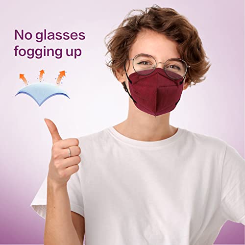Miuphro 50 Pack Cup Dust Safety Disposable Masks, KN95 5-Layer Foldable Masks - color: Red