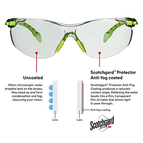 3M Safety Glasses, Solus 1000, S1207SGAF, ANSI Z87, Scotchgard Anti-Fog Lens, Green/Black Frame, Indoor/Outdoor Gray Lens, Padded Temple, Soft Nosebridge, UV Protection, Premium Eye Protection - size: Single, style: Gray I/O Lens, Green/Black Frame