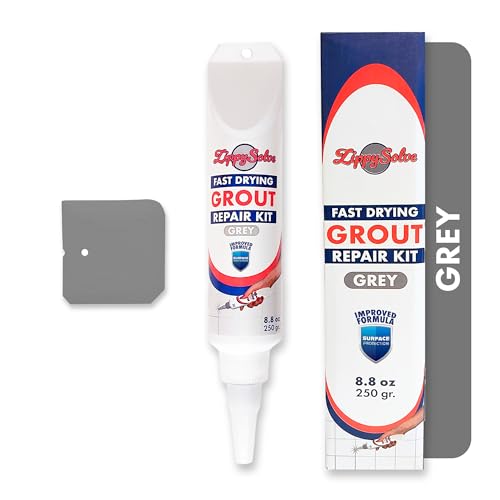 ZippySolve Tile Grout, Repair Kit,Restore & Renew Tile Joints Line, Fast Drying Grout Paint Squeeze Tube for Bathroom Shower Kitchen Floor, Waterproof (8.8 oz) (Grey) - style: Grey