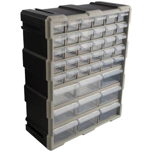 Stalwart 39-Drawer Plastic Small Parts Organizer - Desktop or Wall Storage Drawers for Organizing Hardware, Crafts, Garage, or Classroom (Black) - style: 39 Drawers