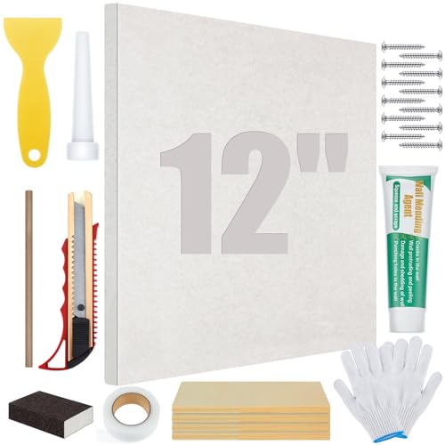22 Pcs Drywall Repair Kit with 12x12x1/2 Drywall Repair Panel, Sheetrock Hole Patch Kit with Wall Patching Paste, Sanding Block, Putty Knives, to Fill Large Holes for Home Wall Surface Ceiling - size: 12 x12 x1/2 Inch