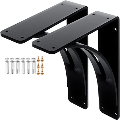 2Pcs Heavy Duty Shelf Brackets 9 x 12 x 4, Steel Brackets 450lbs Load Capacity, Triangle Support Mantel Brackets , DIY Metal Shelf Brackets Matte Black - size: 9 X 12 X 4"