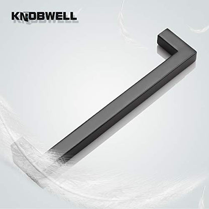 KNOBWELL 6 Pack Cabinet Handles Matte Black, Euro Style Stainless Steel T Bar Kitchen Cabinet Handles - 6-3/10" Hole Centers, 6-7/10" Overall Length - color: Matte Black, size: Hole Center:6-3/10 inch(160mm)