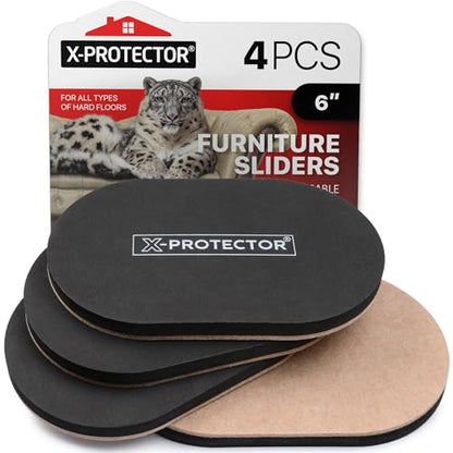 X-Protector Felt Furniture Sliders Hardwood Floors - 4 PCS 6" x 3 1/2" Furniture Sliders - Heavy Duty Felt Sliders Hard Surfaces – Move Your Furniture Easily & Safely! - size: 4 PCS 6 inch