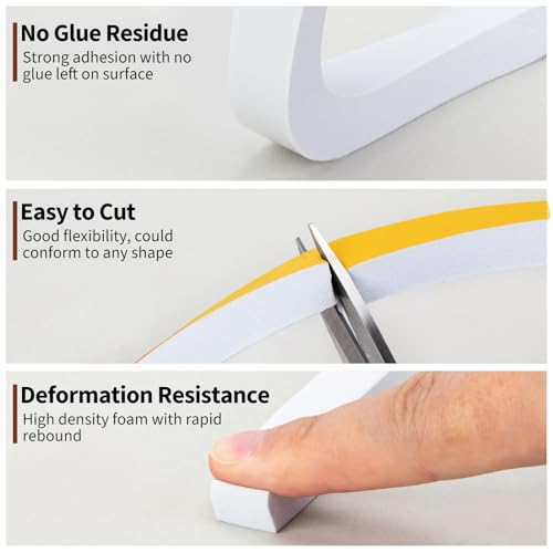 Yotache White Foam Insulation Tape 1/2" x1/2", Rubber Weather Stripping Seal, Total 13 Feet Long (2 X 6.5 Ft Each) - size: 1/2"x1/2"x 13FT