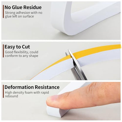 Yotache White Foam Insulation Tape 1/2" x1/2", Rubber Weather Stripping Seal, Total 13 Feet Long (2 X 6.5 Ft Each) - size: 1/2"x1/2"x 13FT