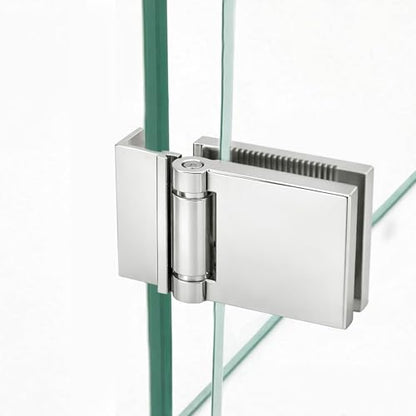 FHC L-Mount Universal Hinge, Aluminum Material, Polished Chrome Finish, for 1/4" Tempered Glass, Free-Swinging Single-Acting, Square Design Shower Door Hinge - color: Polished Chrome