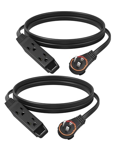 DEWENWILS 6FT 360° Rotating Flat Plug Extension Cord/Wire, 16AWG Multi 3 Outlet Extension Cord, 3 Prong Grounded Wire for Small Appliances, 2 Pack, Black - color: Black, size: 6FT, style: 2 Pack
