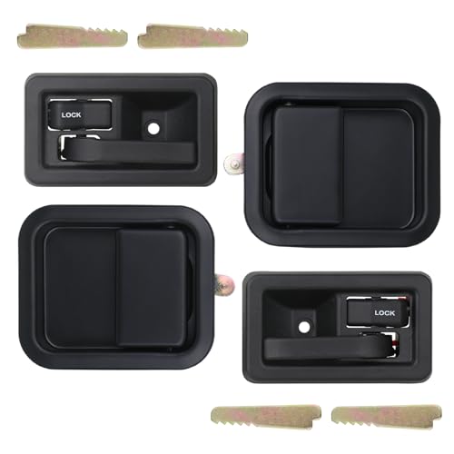 APPERFiT Exterior & Interior Door Handles w/Keepers Compatible with Jeep Wrangler TJ 2003-2006 with Full Doors Replaces 55176382AE 55176383AE 55176477AC 55176476AC - style: 2003-2006 Exterior & Interior Door Handle