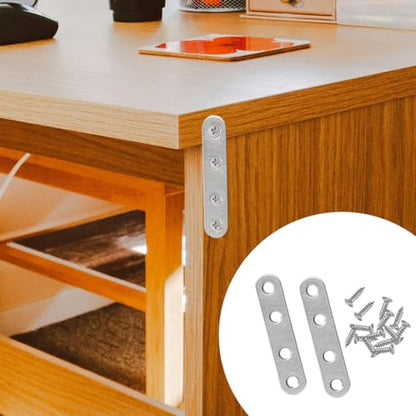 12 Pcs Straight Brace, Flat Straight Bracket with Screws, 2.99 x 0.63 Inch Repair Bracket, for Tables, Cabinets, Bookshelves (Silver) - color: Silver