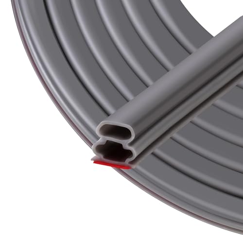 Door Weather Stripping Seal Strip - Self-Adhesive Rubber Soundproofing Weatherstrip for Door Frame, Windows -Insulation & Dust Proof Easy Cut to Size (Grey, 20FT) - color: Gray, size: 20FT