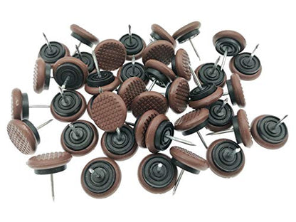 ALIMITOPIA 40pcs Furniture Chair Glide Nail-in Thickened Nylon Chair Slider Furniture Pad Floor Protector for Wooden Furniture Chair Tables Leg Feet(Φ21mm or 53/64";Brown) - size: 53/64" (Brown)