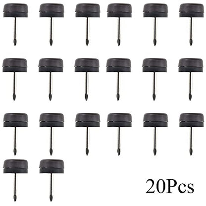 20pcs Nail on Furniture Glides 0.71 Inch (18mm) Diameter Double Thick Nylon Brown Chair Leg Floor Protectors Furniture Sliders Pads Table Foot Gliders for Hardwood Carpet and Tile Floors - size: 0.71 Inch (18mm)-Brown-20P
