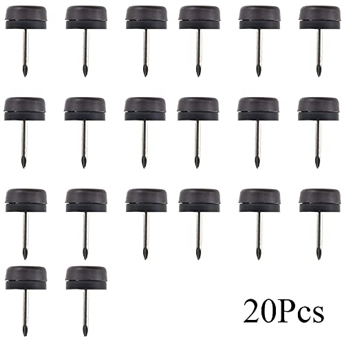 20pcs Nail on Furniture Glides 0.71 Inch (18mm) Diameter Double Thick Nylon Brown Chair Leg Floor Protectors Furniture Sliders Pads Table Foot Gliders for Hardwood Carpet and Tile Floors - size: 0.71 Inch (18mm)-Brown-20P