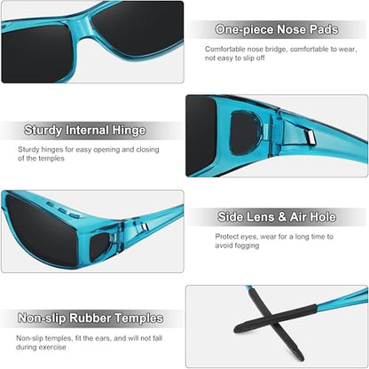 MEETSUN Fit Over Glasses Sunglasses for Men Women,Wrap Around Sunglasses Polarized UV400 Protection - color: (Z1)-clear Blue-gray Lens