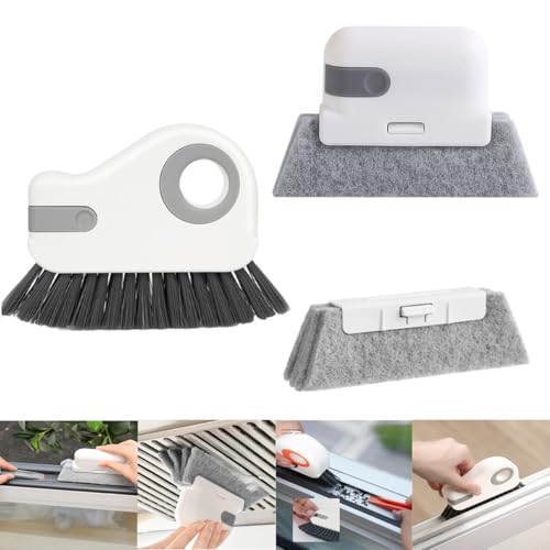 Window Track Cleaning Brush with Hidden Scraper for Sliding Door and Window Tracks, Shutters, Kitchen Sink Cleaning - color: Gray
