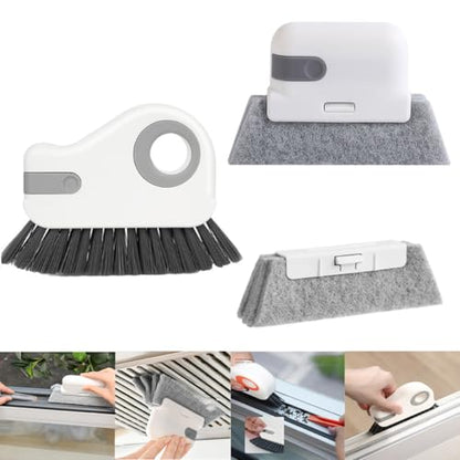 Window Track Cleaning Brush with Hidden Scraper for Sliding Door and Window Tracks, Shutters, Kitchen Sink Cleaning - color: Gray