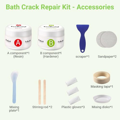 Tub Repair Porcelain Repair Kit, Crack Repair Kit for Bathtubs, Sinks, Marble, Tiles, White