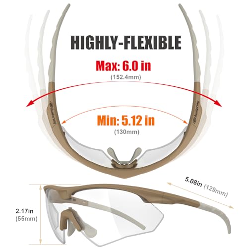 HTS HUNTERSKY S53 anti fog Tactical Shooting Range Safety Glasses Ballistic eye protection Hunting Airsoft Riding Pickleball - color: S53 Khaki / Clear