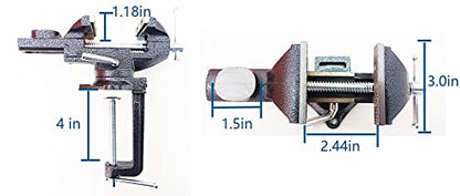 2-in-1 Dual-Purpose Combined Bench Vise or Table Vise, With end-point locking device, Portable Universal Rotate 360° Work Clamp-On Vise, 3.0" Black - style: 3.0" Black