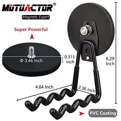 MUTUACTOR Super Power Magnetic Hooks Heavy Duty,2packs Strong Large Magnetic Hooks for Power Tools Organization Heavy Duty Hooks for Cordless Drills Impact Drivers Power Spanners Metal Tool Chest - style: 3.46in Magnet Wave Black Hooks 2PCS