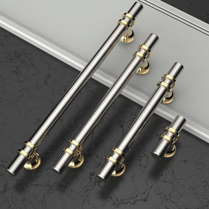 Asidrama 10 Pack 3 Inch(76mm) Champagne Bronze and Brushed Satin Nickel Kitchen Cabinet Handles, Cabinet Pulls Kitchen Cabinet Hardware Cupboard Handles Drawer Pulls - color: Gold and Brushed Satin Nickel, size: 3" Hole Center, style: 10 Pack