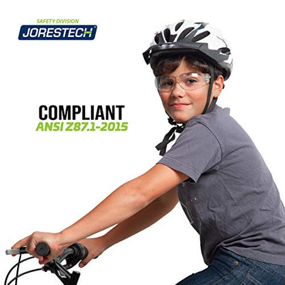 JORESTECH Kids Safety Glasses, ANSI Z87+ Compliant, Clear Impact-Resistant Polycarbonate Lenses, UV Protection, Anti-Scratch, Frameless Design (LS-375-CL)
